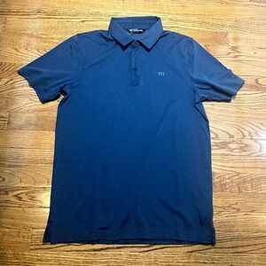 Travis Mathew Polo Shirt Mens Medium Blue Golf Tennis Logo Pima Cotton Casual